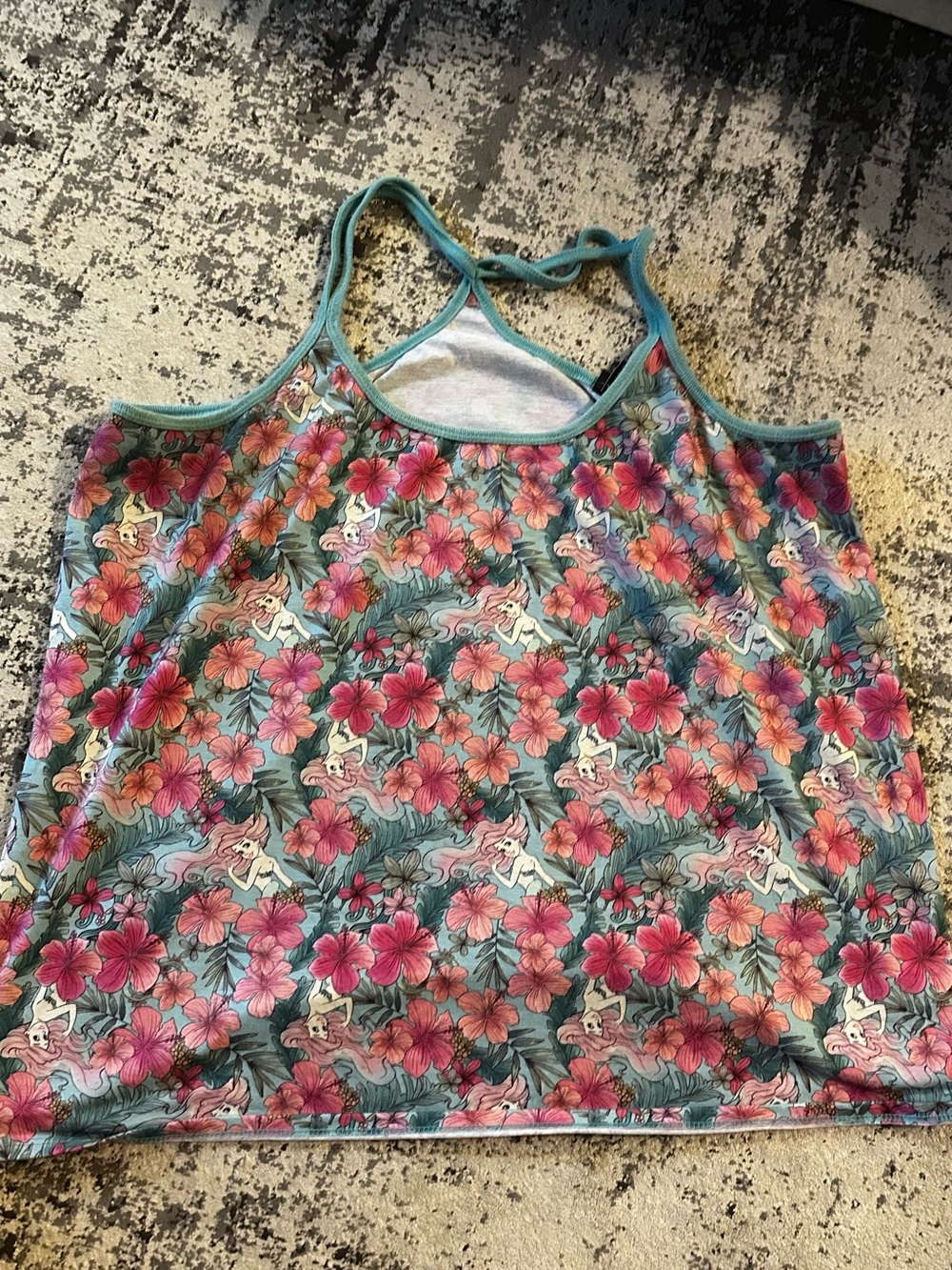 Disney The Little Mermaid Ariel Tropical Floral Racerback Tank Top Plus Size 1X